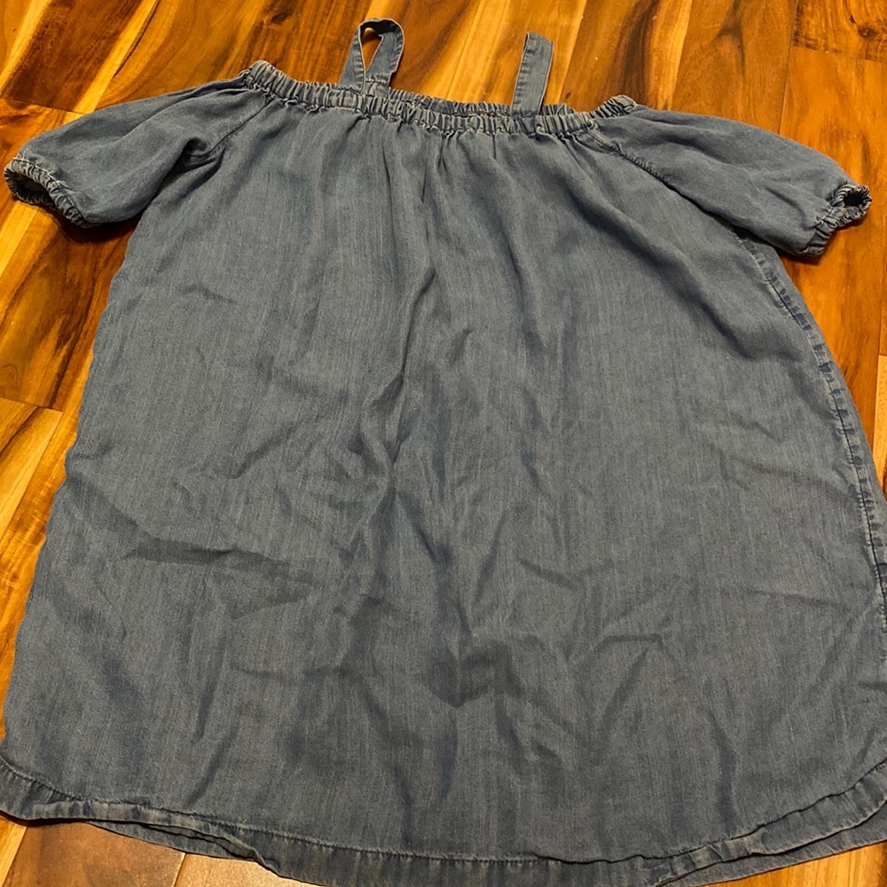 Girl’s Size M(7-8) Super Soft & Flowing Cold Shoulder Denim Look Joe Fresh Dress
